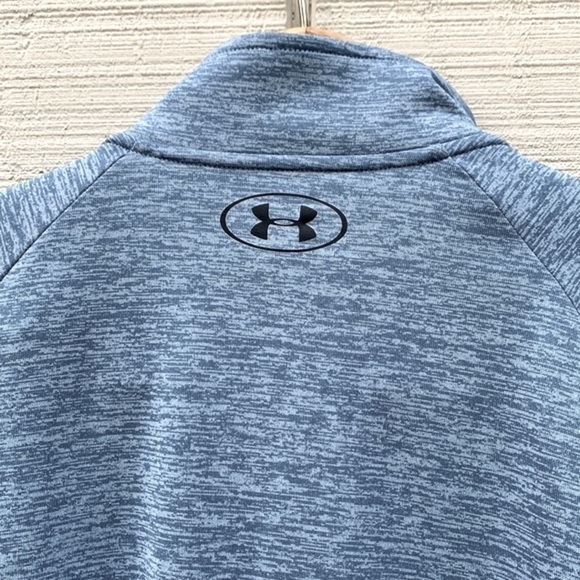 UNDER Armour Heat Gear Long Sleeve 1/4 Zip Tech Shirt - Heathered Slate Blue - Picture 11 of 16